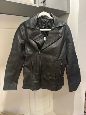 Nasty Gal Real Leather Oversized Boyfriend Biker Jacket US 4 NWT